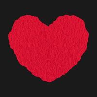 Red heart with torn edge and grunge texture. Textured red heart on black background vector