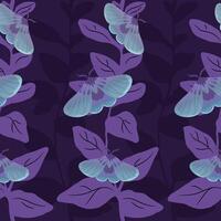 Seamless pattern with purple moths. Butterfly pattern vector
