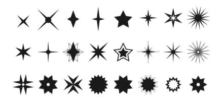 Celestial star symbols and sparkles in various shapes. Space design elements vector