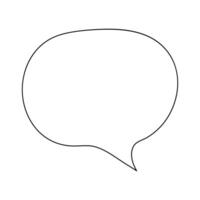 Speech bubble in One line drawing. Dialogue Chat cloud line art vector