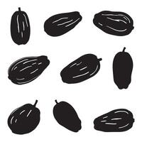 Dates Fruit Silhouette Styles Set icon vector