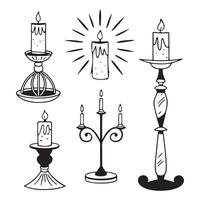 illustration Unique Candle Design Silhouette Style Flame Shape Elements vector