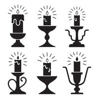 illustrations Unique Candle Design Silhouette Style Flame Shape Elements vector