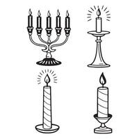 illustration Unique Candle Design Silhouette Style Flame Shapes Elements vector