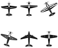 Plane Silhouette Set Top Down View of Various Aircraft vector