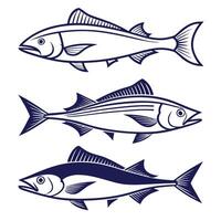 Black Silhouettes of Swordfish, Grouper, Snapper, and Haddock vector