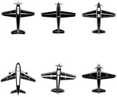 Top View Aircraft Collection Silhouette Jet and Propeller Planes vector