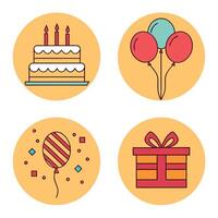 Happy Birthday Graphics Set Festive Symbols and Icons vector