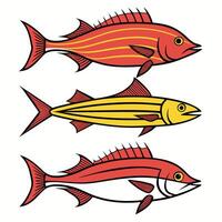 High Quality Set of Swordfish, Grouper, Snapper, and Haddock Silhouettes vector