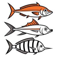 Fishing Icon Set Swordfish, Grouper, Snapper, and Haddock Silhouettes vector