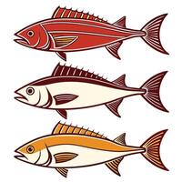 Silhouette Pack of Popular Fish Species Swordfish, Grouper, Snapper, Haddock vector