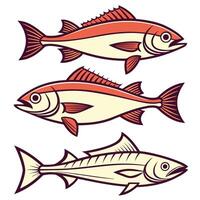 Silhouette Set of Swordfish, Grouper, Snapper, and Haddock vector