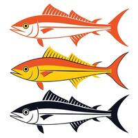 Set of Swordfish, Grouper, Snapper, and Haddock Silhouettes for Marine Designs vector