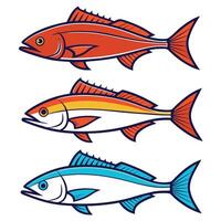 Aquatic Life Silhouettes Featuring Swordfish, Grouper, Snapper, and Haddock vector