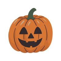 autumn pumpkin illustration showcasing a playful jack-o'-lantern with a smiling face vector