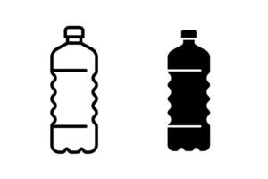 Plastic beverage bottle outline icon. Simple linear design, isolated on white background. Ideal for water, juice, soda or alcohol packaging concepts. Minimalist and modern style. vector