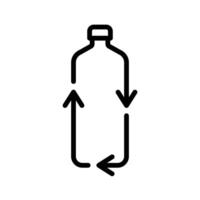 Plastic bottle in arrow loop form. Recycling and reuse icon. Beverage container symbol environmental conservation. Eco friendly logo. Waste reduction and pollution control and circular economy element vector