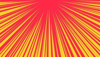 Abstract radial sunburst with vibrant streaks. Bright orange and yellow speed lines radiate from center, creating bold and energetic backdrop. vector