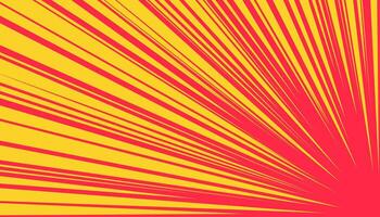 Fast moving speed lines in bright pop art style. Bold red, yellow and orange streaks radiating from center, creating exciting superhero action look. vector