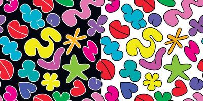 Bright playful set of seamless patterns vector