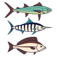 Fishing and Seafood Silhouette Pack Swordfish, Grouper, Snapper, and Haddock vector