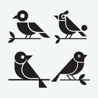 Minimalist bird illustrations and bird bundle design vector