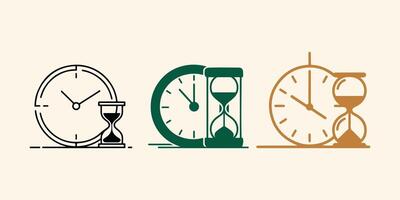 Clock and hourglass icon design bundle vector