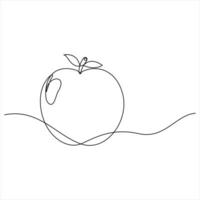 Single continuous line drawing of apple fruit Minimalist style apple fruit drawing illustration vector