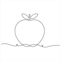 Single continuous line drawing of apple fruit Minimalist style apple fruit line art drawing illustration vector