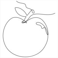 Single continuous line drawing of apple fruit Minimalist style apple fruit line drawing vector