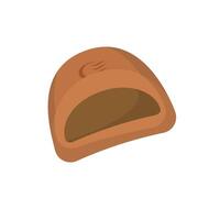 Half Manju Japanese Traditional Steamed Bun Cartoon Flat Illustration. Clean Icon Design Element on Isolated White Background vector