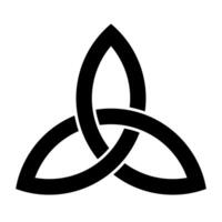Triquetra ornament - black and white illustration of medieval rune, trefoil knot triangular figure composed of three interlaced arcs isolated on white background vector