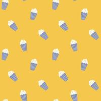 seamless minimal popcorn repeat pattern in yellow background vector