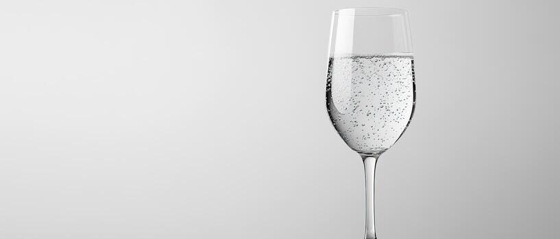 Refreshing sparkling water in a sophisticated glass with effervescent bubbles photo