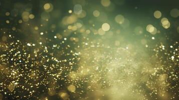 green background with gold glitter texture photo