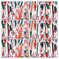 A vibrant abstract pattern featuring colorful geometric shapes in red, green, pink, and blue, arranged in a dynamic, repetitive design. vector