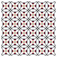 A colorful geometric pattern featuring overlapping circles in black, pink, yellow, and blue, arranged in a grid formation. vector