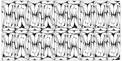 A monochrome abstract pattern featuring interlocking hourglass shapes with smooth curves and sharp angles, creating a dynamic visual rhythm. vector