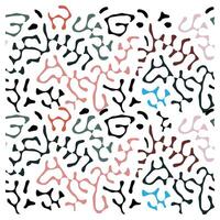 Abstract pattern of colorful organic shapes and lines in shades of pink, green, blue, and black on a white background. vector