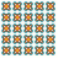 A grid of repeated geometric patterns featuring colorful squares in orange, teal, gray, and white on a light background. vector