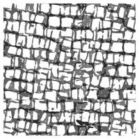 Abstract monochrome pattern of irregular, overlapping stone blocks in shades of gray and white, resembling textured wall surfaces. vector