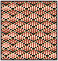 A colorful pattern of interlocking diamonds in red, yellow, and brown, with bold black outlines creating a dynamic visual effect. vector