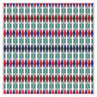 A vibrant geometric pattern featuring alternating diamonds in red, blue, green, and white against a teal background, creating a visually striking design. vector
