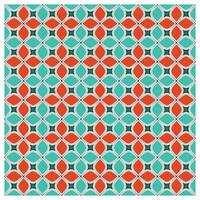 A vibrant geometric pattern featuring interlocking turquoise and orange shapes with white outlines, creating a visually striking design. vector