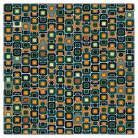 A colorful, geometrical pattern featuring squares in green, orange, and teal with black outlines, creating a vibrant mosaic effect. vector