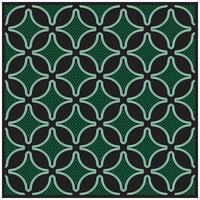 A geometric pattern featuring interlocking star shapes outlined in mint green on a black background. vector