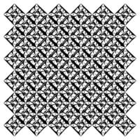Intricate black and white geometric pattern featuring diamond shapes with floral designs, creating a visually striking tessellation. vector
