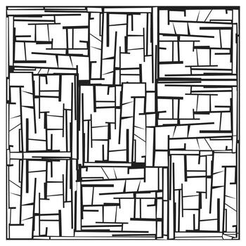 un intrincado blanco y negro laberinto diseño presentando numeroso retortijón caminos, intersectando líneas, y variar anchos a lo largo de. vector