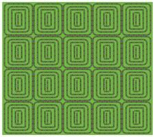 A vibrant green background features a repeating pattern of oval shapes outlined with small squares and dotted lines. vector