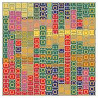 A vibrant pattern of overlapping colorful squares in shades of pink, green, gold, and blue, creating a lively mosaic design. vector